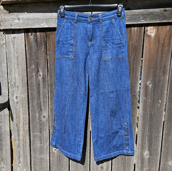 Anthropologie Pilcro & The Letterpress Size 26 Wide leg Snap Bottom buttonJeans - Picture 3 of 9